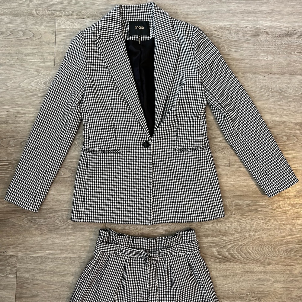 Co-ordinating Maje Checkered Suit and Short Matching Set Size 38